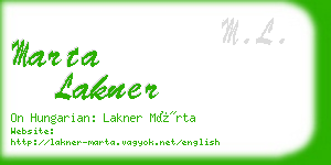 marta lakner business card